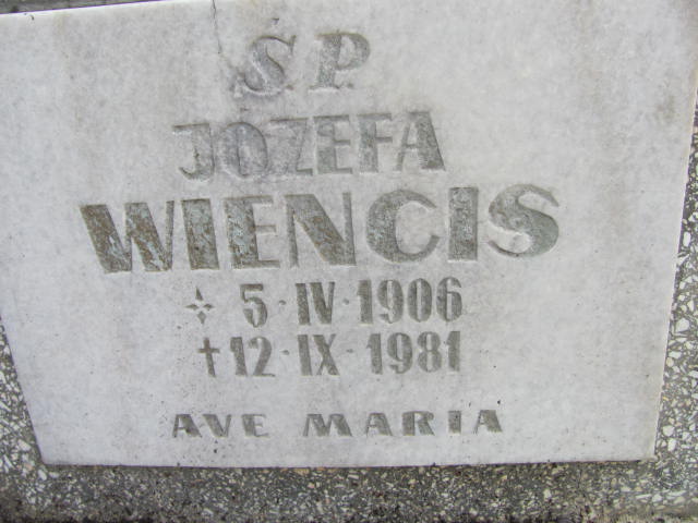 Józefa Wiencis 1906 Rudna - Grobonet - Wyszukiwarka osób pochowanych
