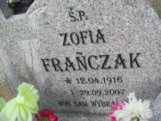 Zofia Frańczak 1916 Rudna - Grobonet - Wyszukiwarka osób pochowanych