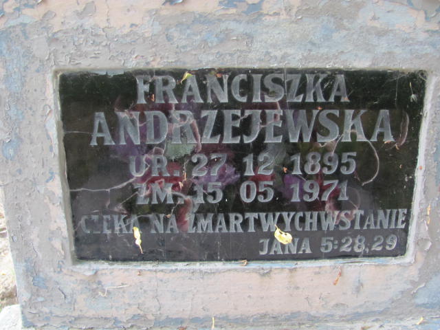 Franciszka Andrzejewska 1895 Rudna - Grobonet - Wyszukiwarka osób pochowanych